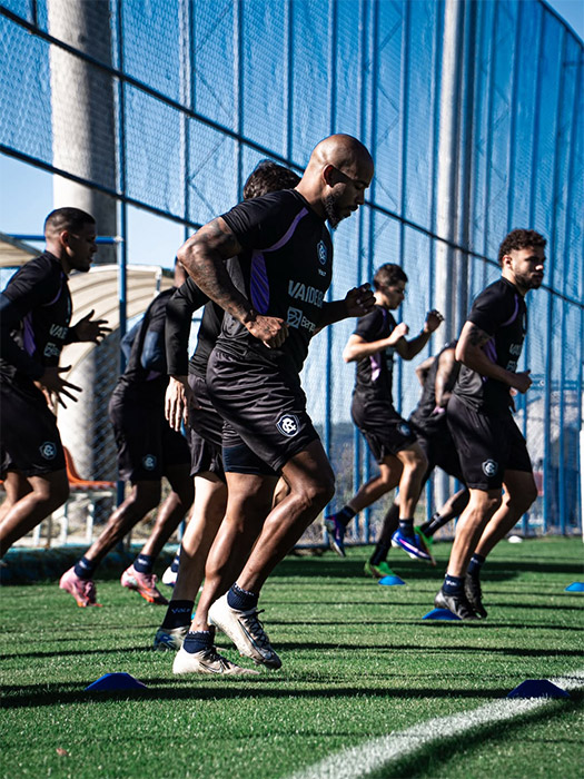 Jogadores do Remo durante preparação para enfrentar o Corinthians pela Série A